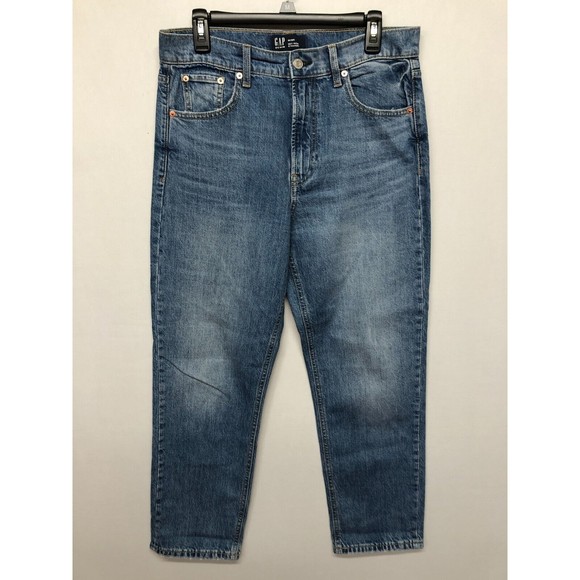Gap Denim Women Sky High Straight Jeans Size 10 / 30R Cotton Blend Blue M109 -4 - Picture 1 of 13